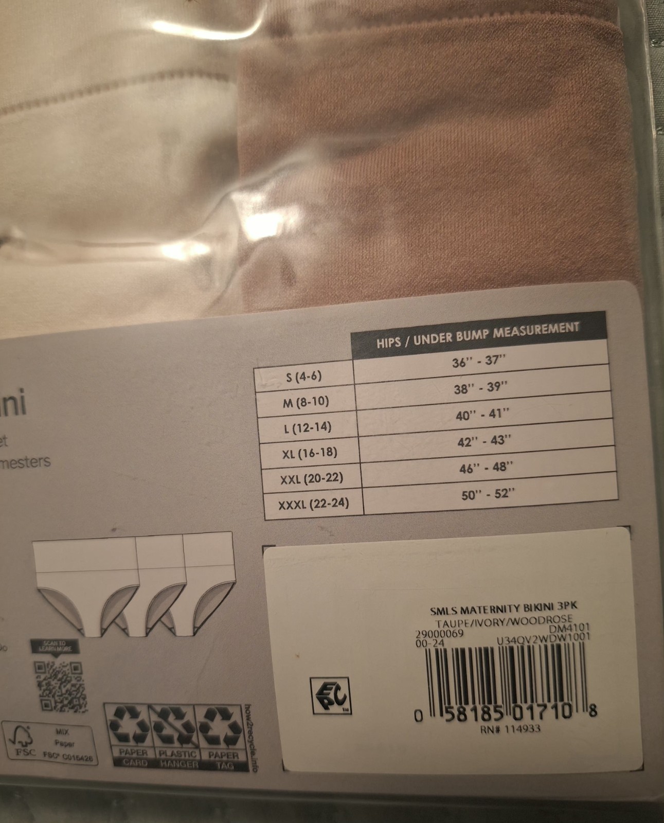 Destination Maternity Seamless Maternity Foldover Bikini Panty 3 Pack Size Small