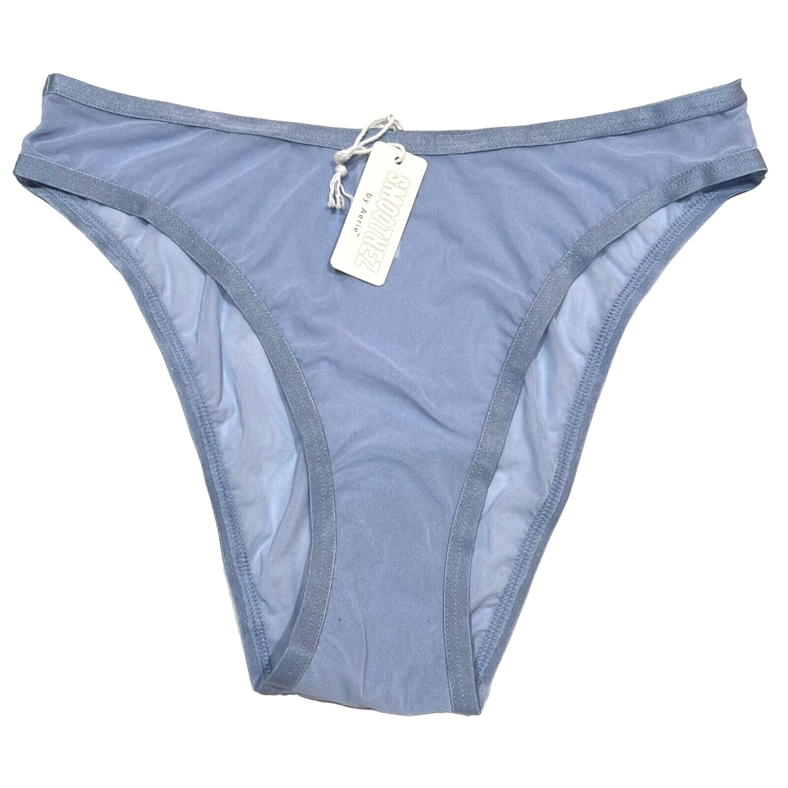 NWT AERIE Smoothez High Cut Bikini Pantie Sz XS-S-M-L-XL Blue Mesh
