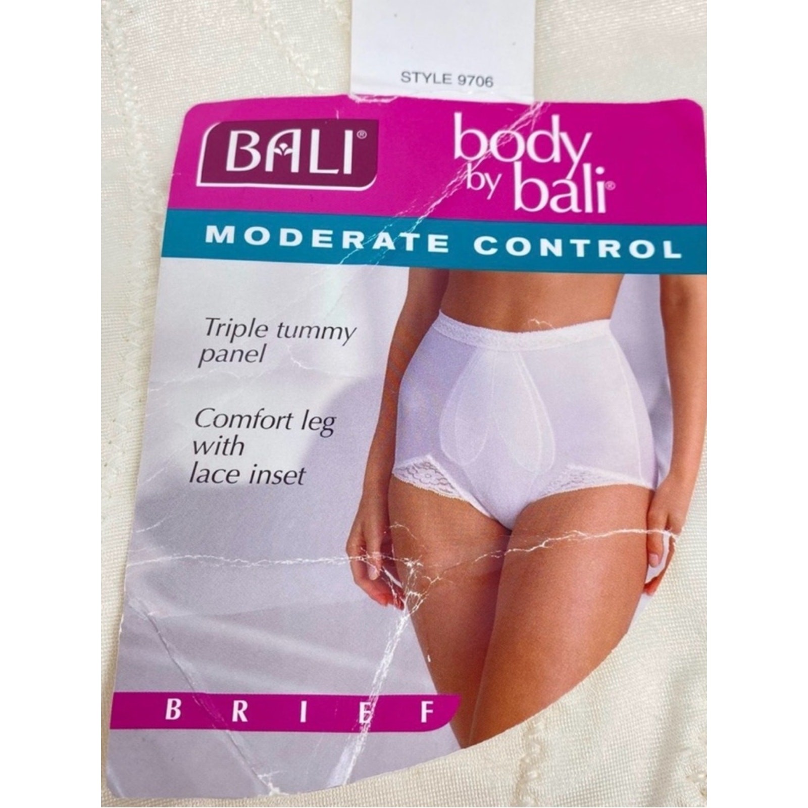 New Vtg Bali Brief Second Skin Satin Lace Panty Panties Sz XL Control Style 9706