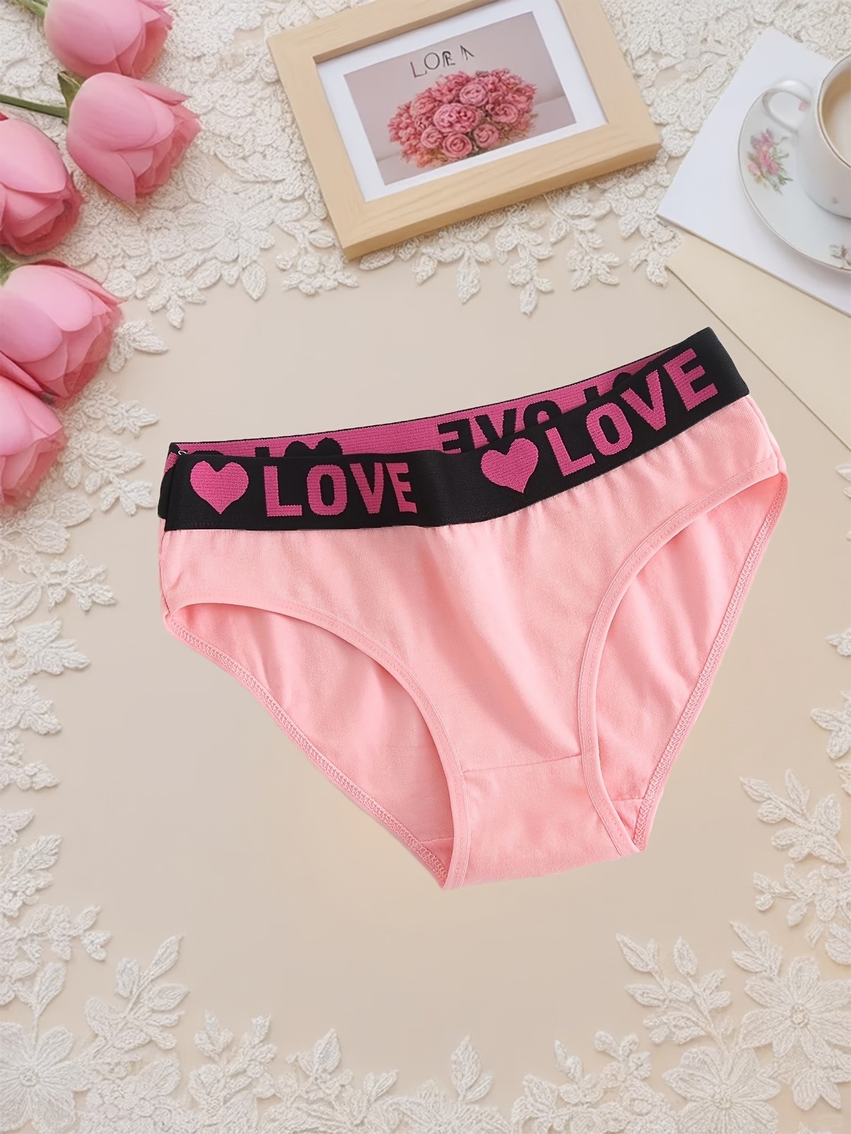 [10pcs Comfortable Heart Briefs] 10pcs Women’s Love Heart Pattern Briefs – Comfo