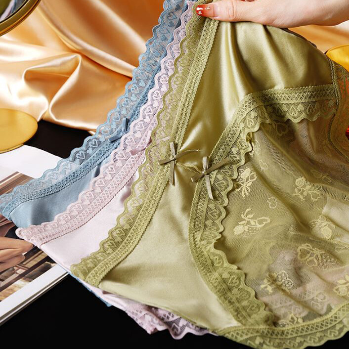 1/6 Pack Lot Womens Sexy Panties Satin Underwear Brief Sheer Back Lace Lingeries