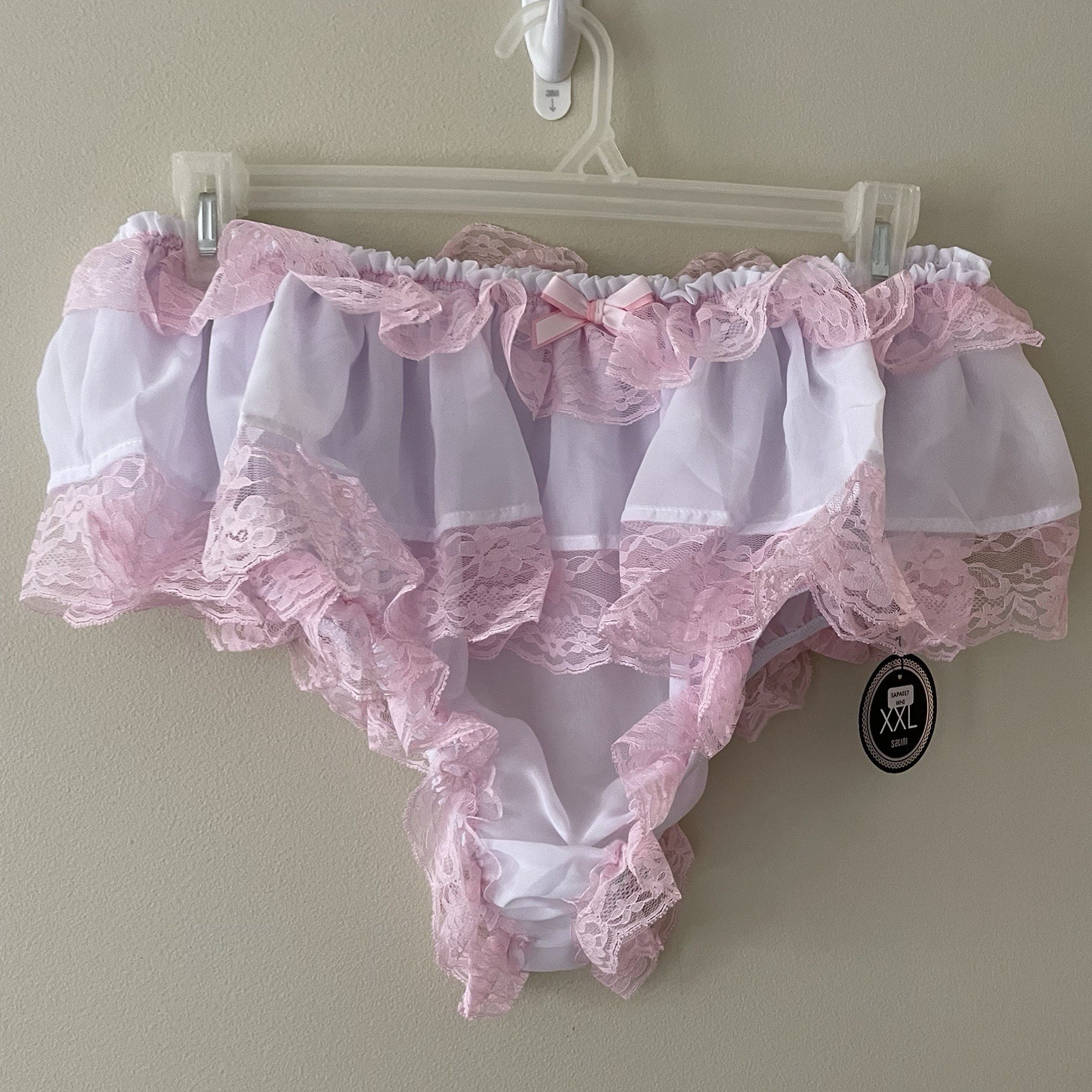 Satini Frilly Lace Sissy Silky Satin Panties Size XXL French Lingerie