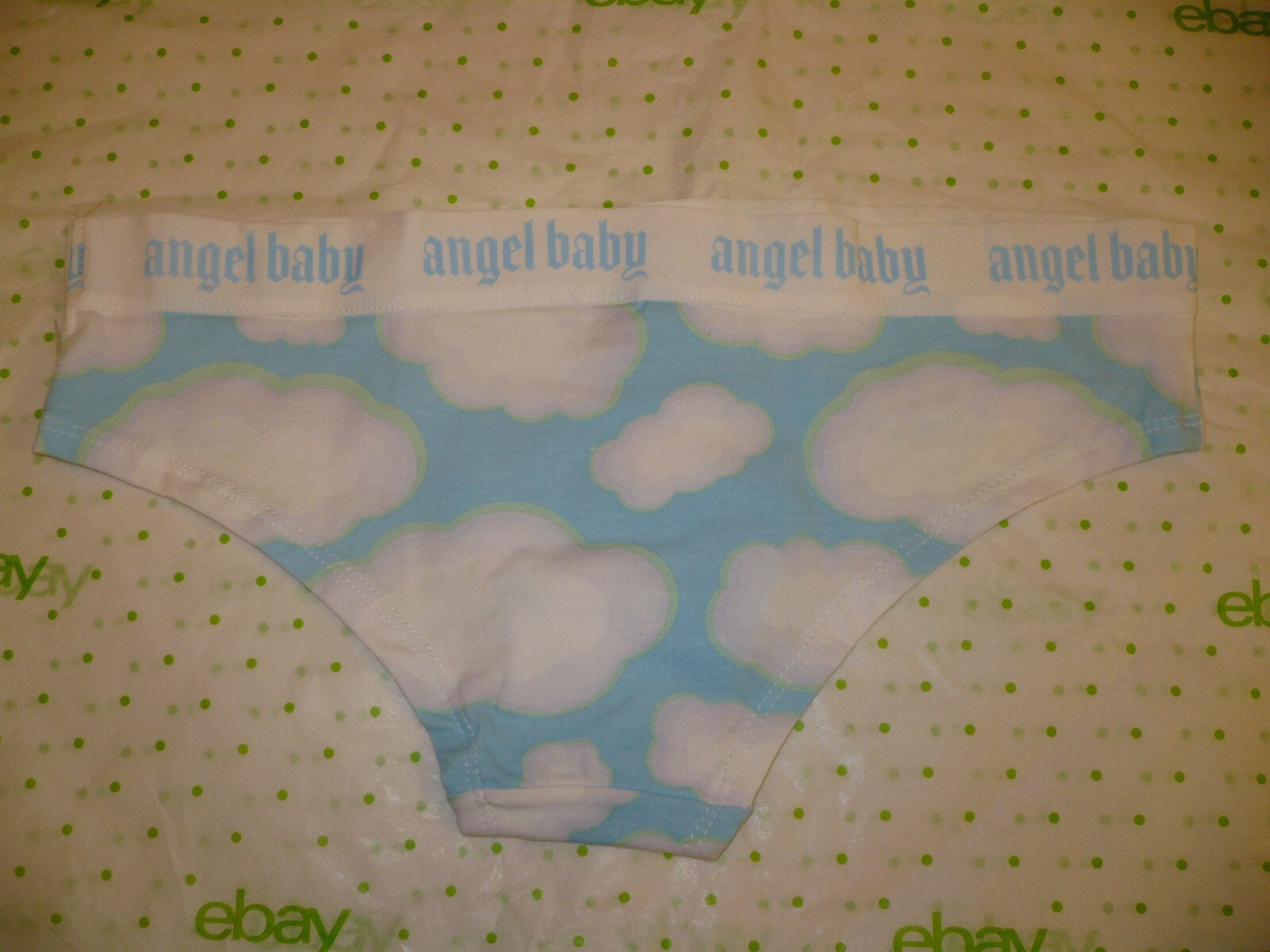 Rue 21 Women’s Bikini Panties LARGE Angel Baby Blue with Clouds New
