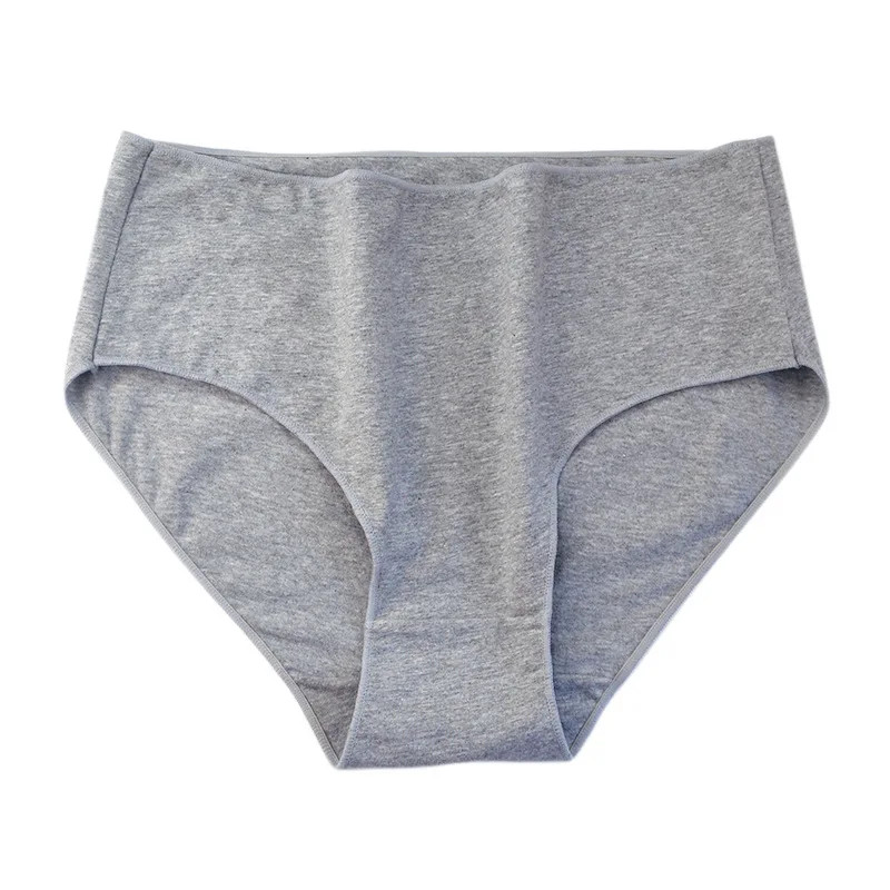 High Rise Cotton Panties Briefs Solid Color Soft Breathable Comfort Fit 2PCS