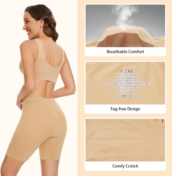 SIHOHAN Slip Shorts Seamless Boxer Underwear Boyshort Panties Safety Long SIZE L