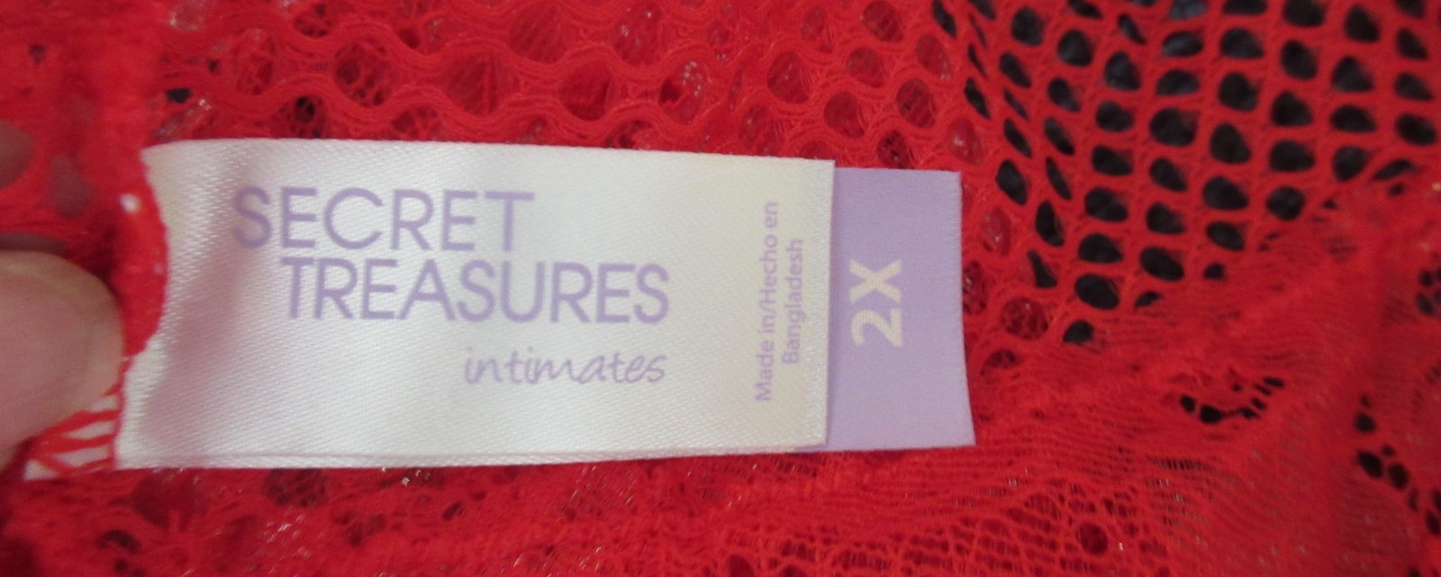 SECRET TREASURES RED NYLON LACE mega hi leg bikini panties size 9 / 2x NWOT