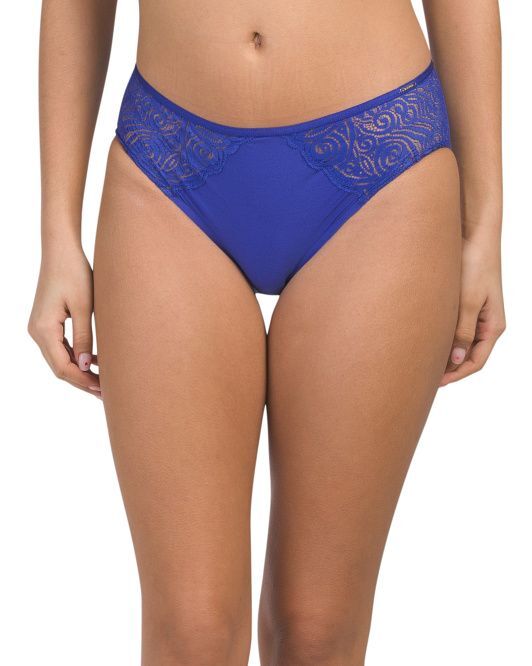 NWT Chantelle C14640 “Pyramide” Microfiber w/ Lace Boyshorts, Royal Blue (071)