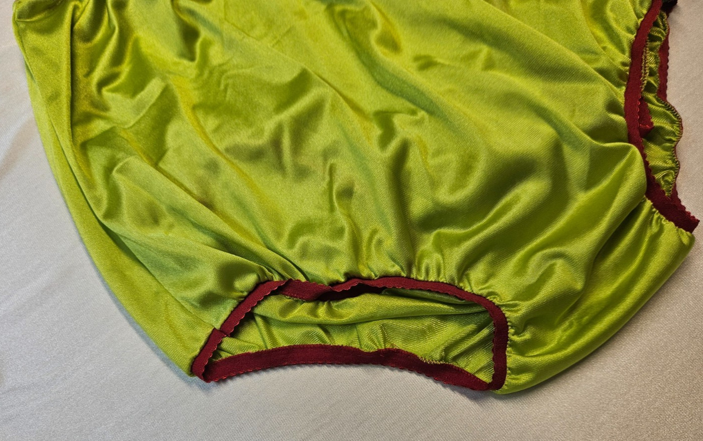 GREEN & RED Nylon Tricot NO LACE Bubble Bloomer & PANTY 2 LAYER 27-42 **