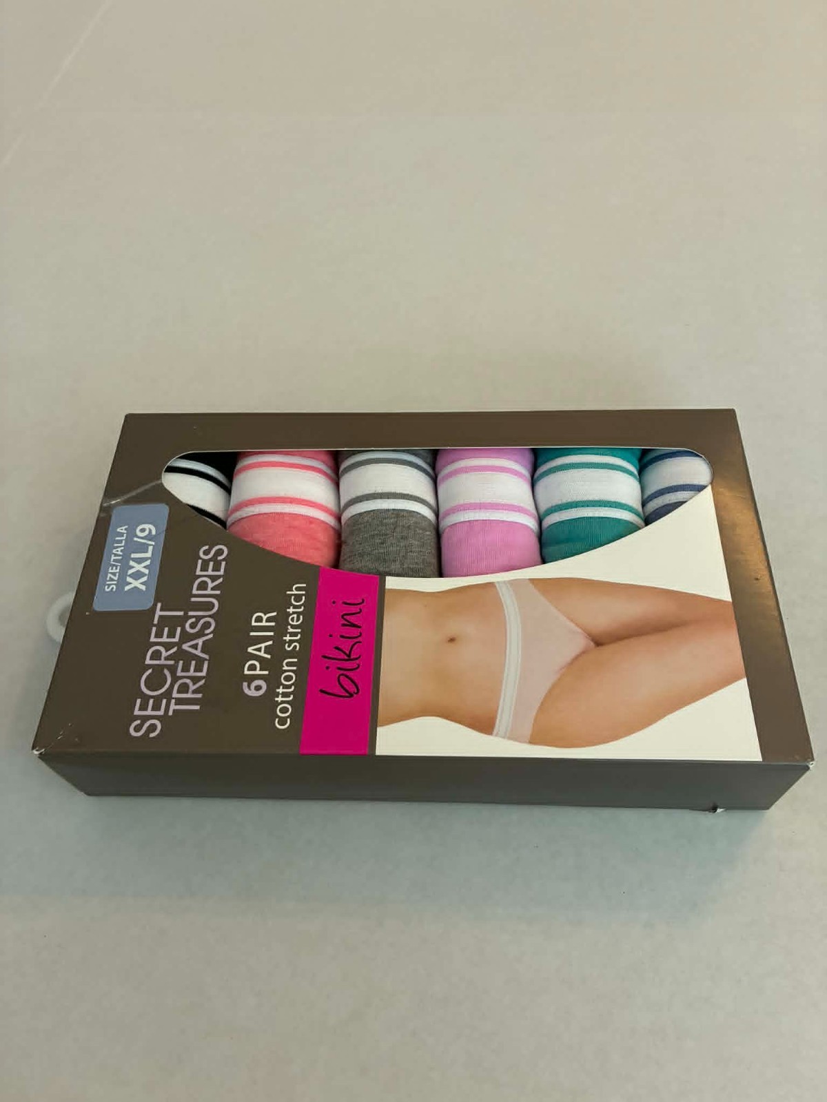Secret Treasures Cotton Stretch Bikini Panties XXL/9 6 Pack Womens Underwear