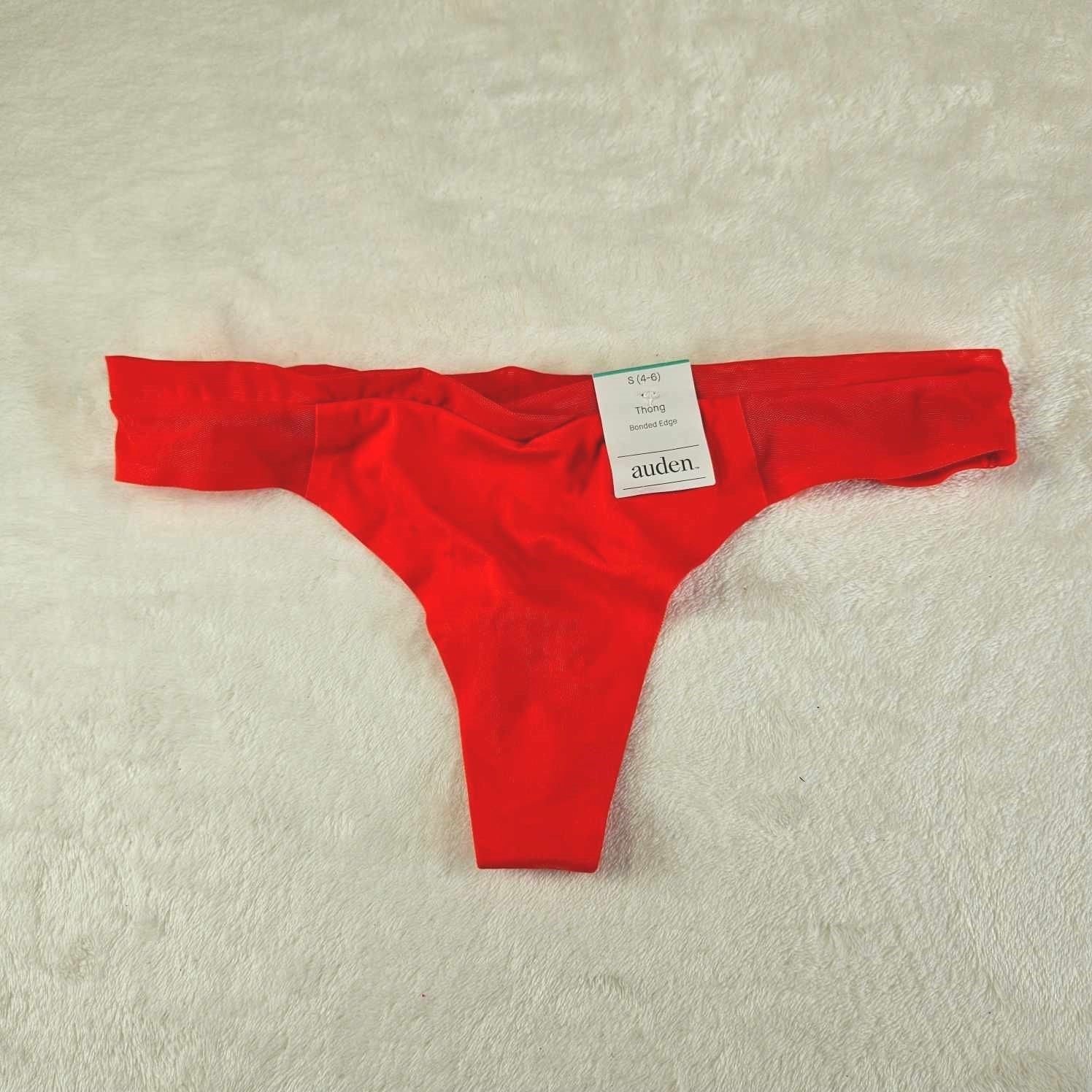 Auden 3pk Micro-Mesh Thong Womens Small Stretch Orange
