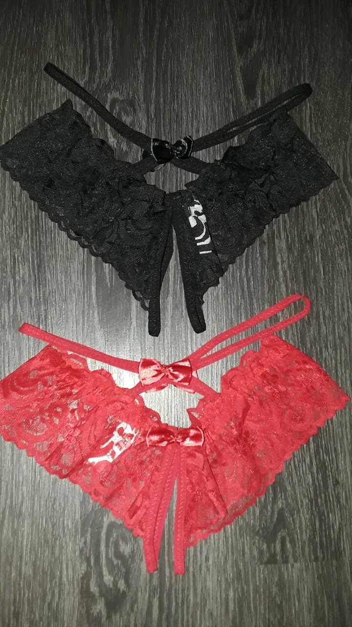 2 SheIn Women’s crotchless bow panties NEW red & black OS (see size chart)