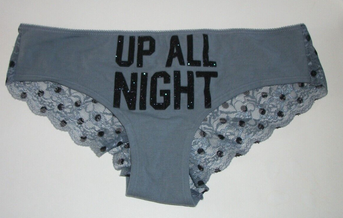 VICTORIA’S SECRET PINK GRAY UP ALL NIGHT LACE RARE HIPSTER PANTIES – LARGE NWT