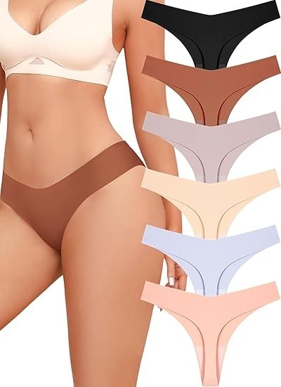 6 Tangas Sin Costuras Mujer V Cintura Transpirable Comodas Sexy Ropa Interior