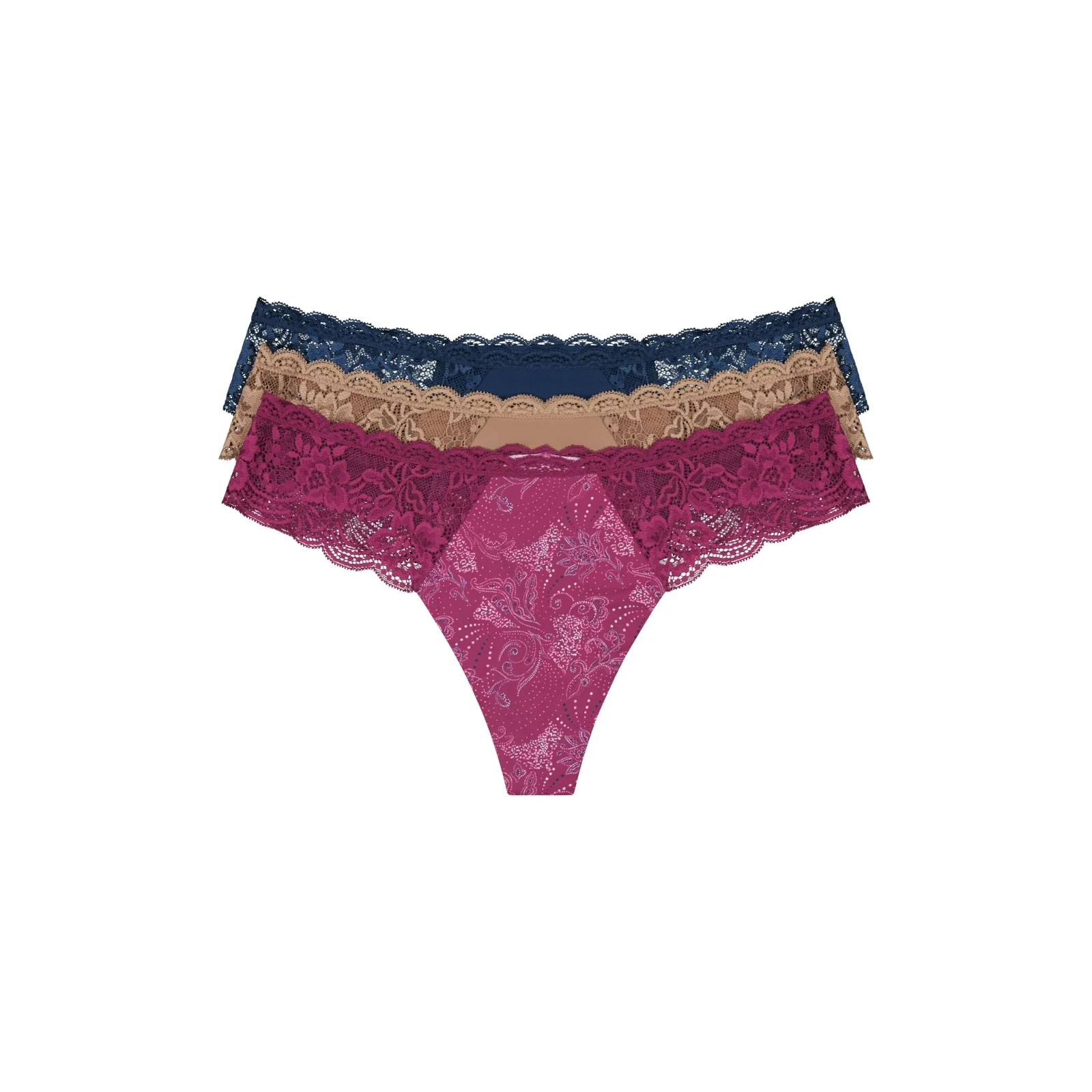 New Joyspun Women’s Microfiber and Lace Thong Panties, 3-pack ( XS – 3XL)