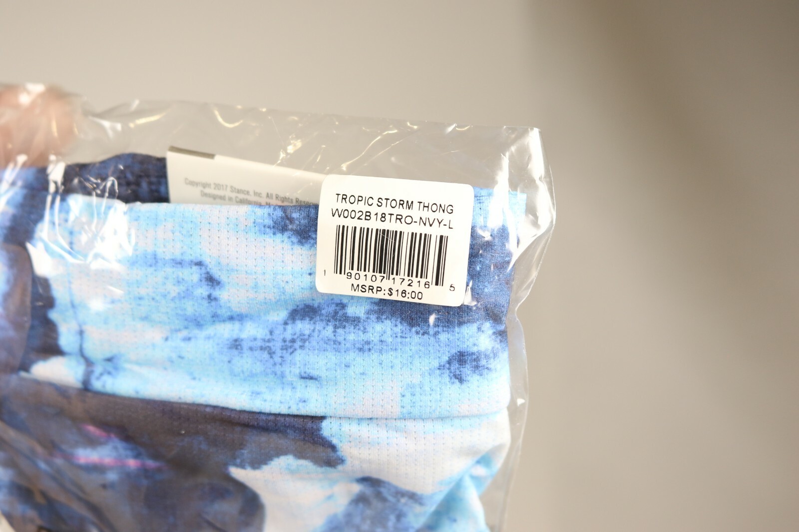 Stance Wide Side Thong Tropic Storm Thong Size L Large 12-14 Blue NWT