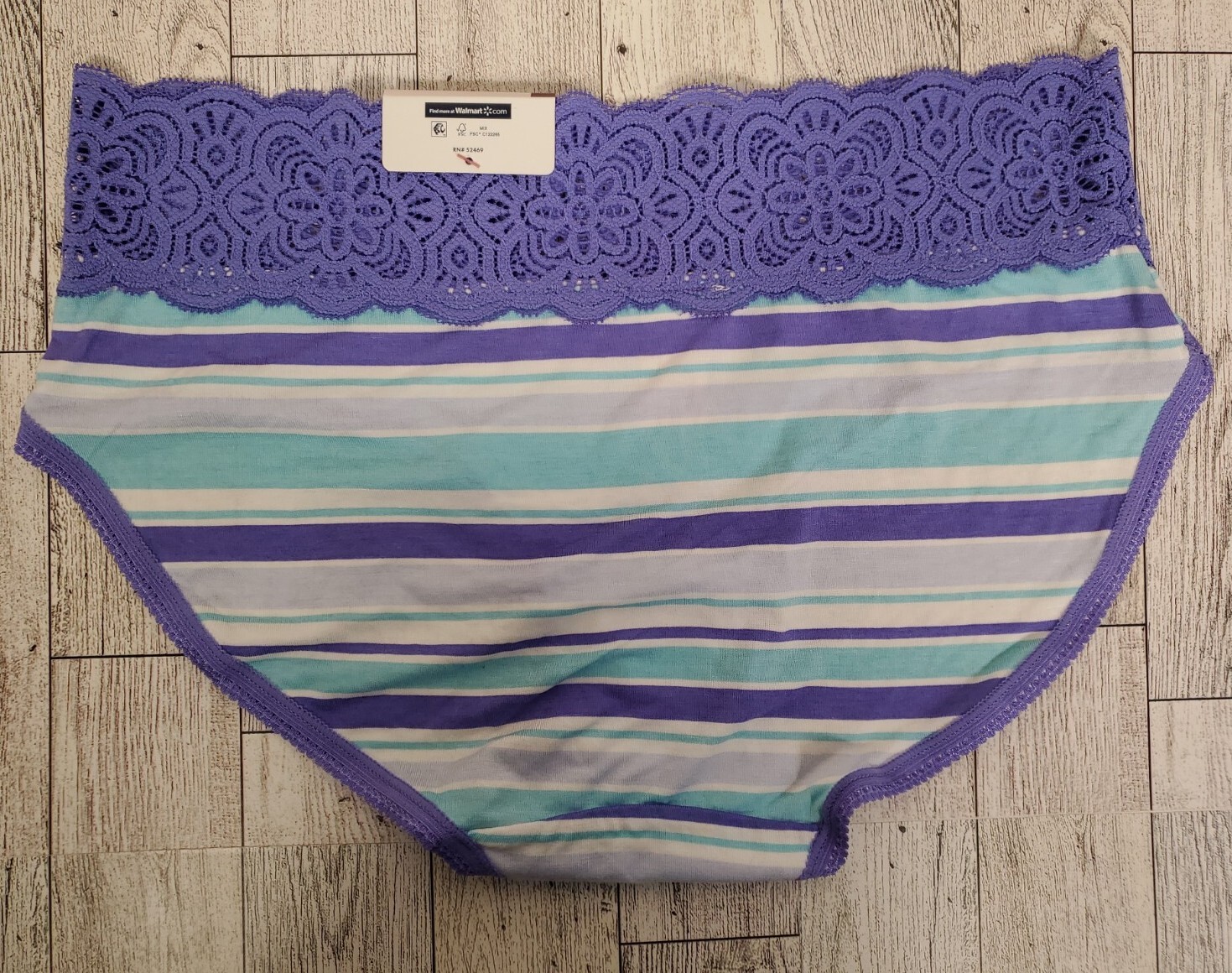 Secret Treasures HIPSTER Lace Panties Purple Stripe Rayon Sizes XS, S, 2X, 3X