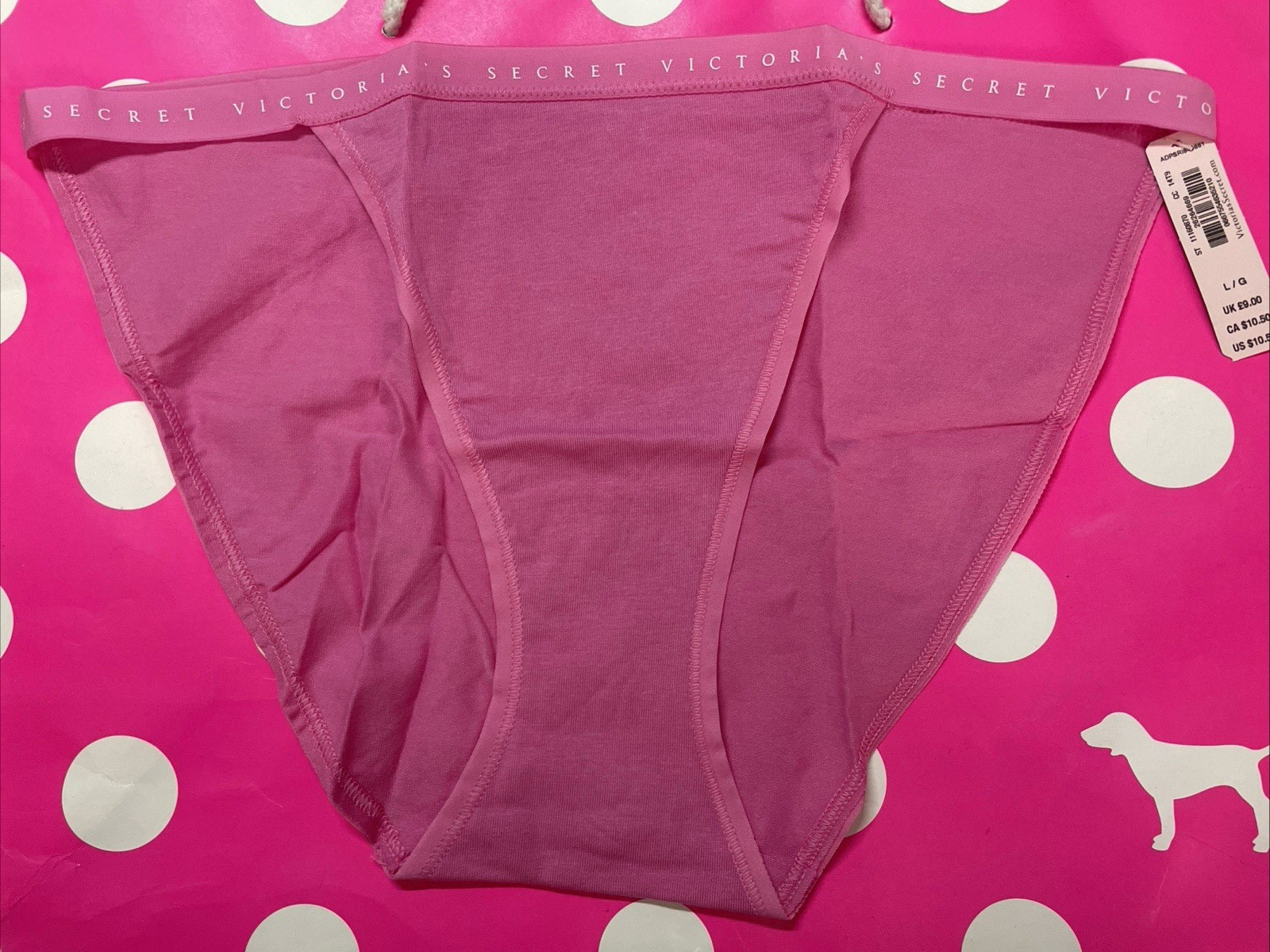 NEW 2021 Victoria’s Secret Signature Cotton String Bikini Panties L Solid Pink