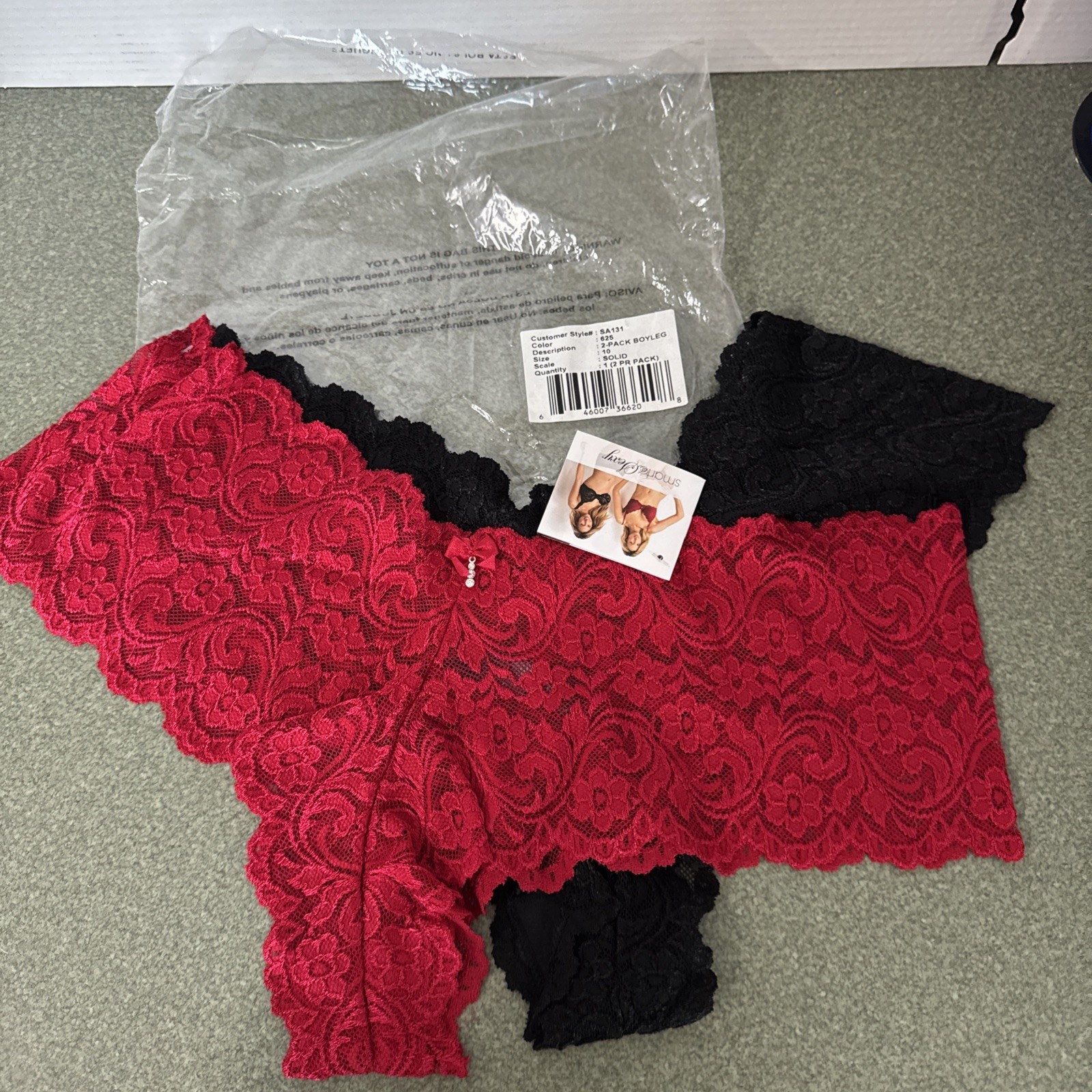 2pc. Smart & Sexy Women’s Signature Lace Cheeky Panty Fuchsia Size 10 NWT