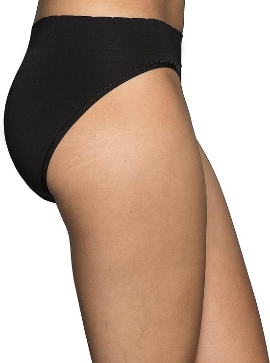 3 Pack Vanity Fair No Pinch No Show Seamless Bikini Panty Black Sz 5~6~7~8