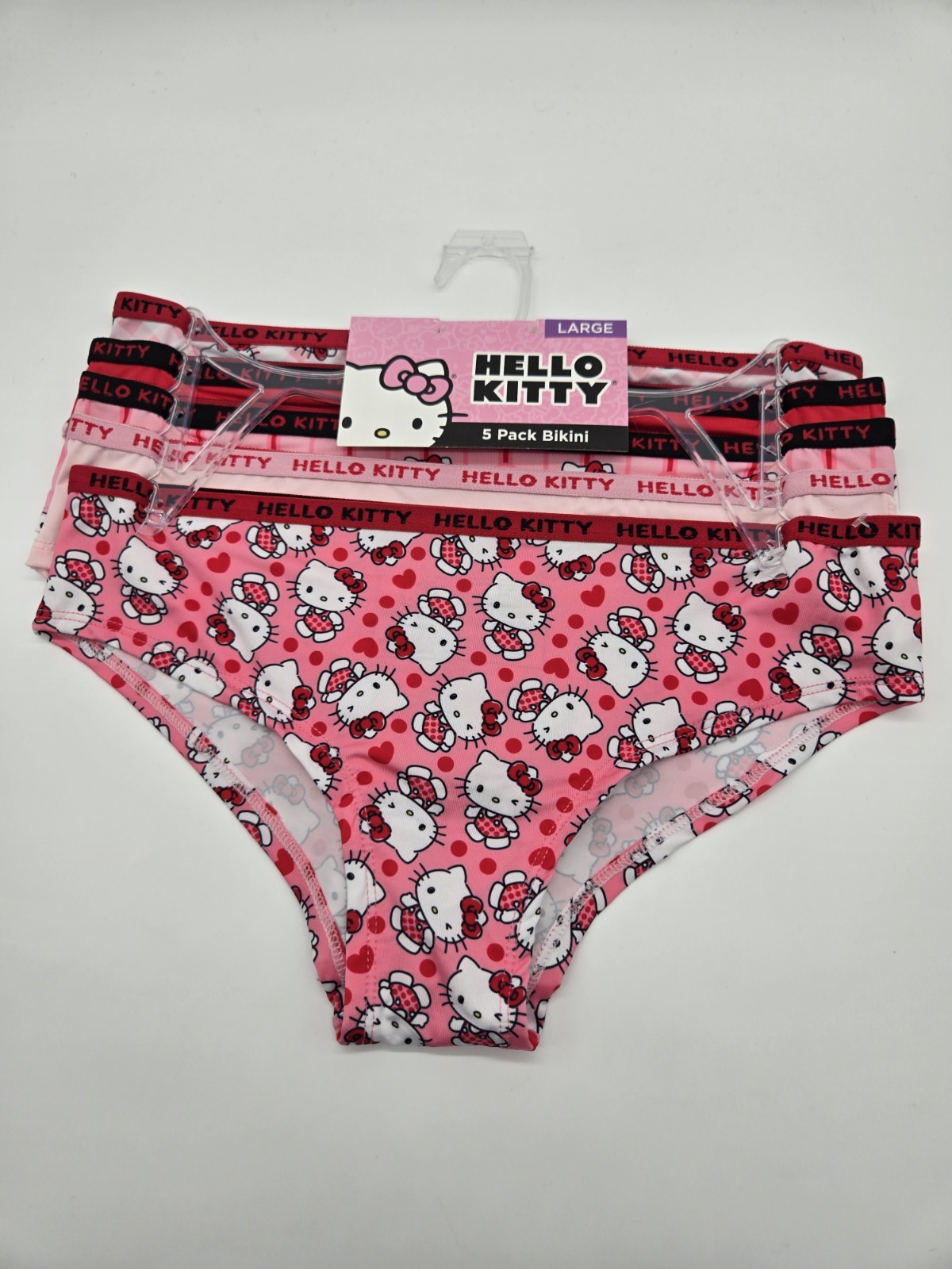 Hello Kitty Bikini Panty Panties Underwear 5-Pack Hearts Large NWT