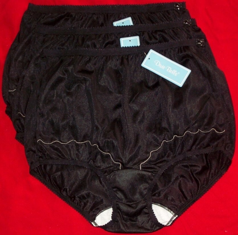 3 Pair Dixie Belle Black Nylon Size 8 Scalloped Leg Panty Style 719 Free Ship!