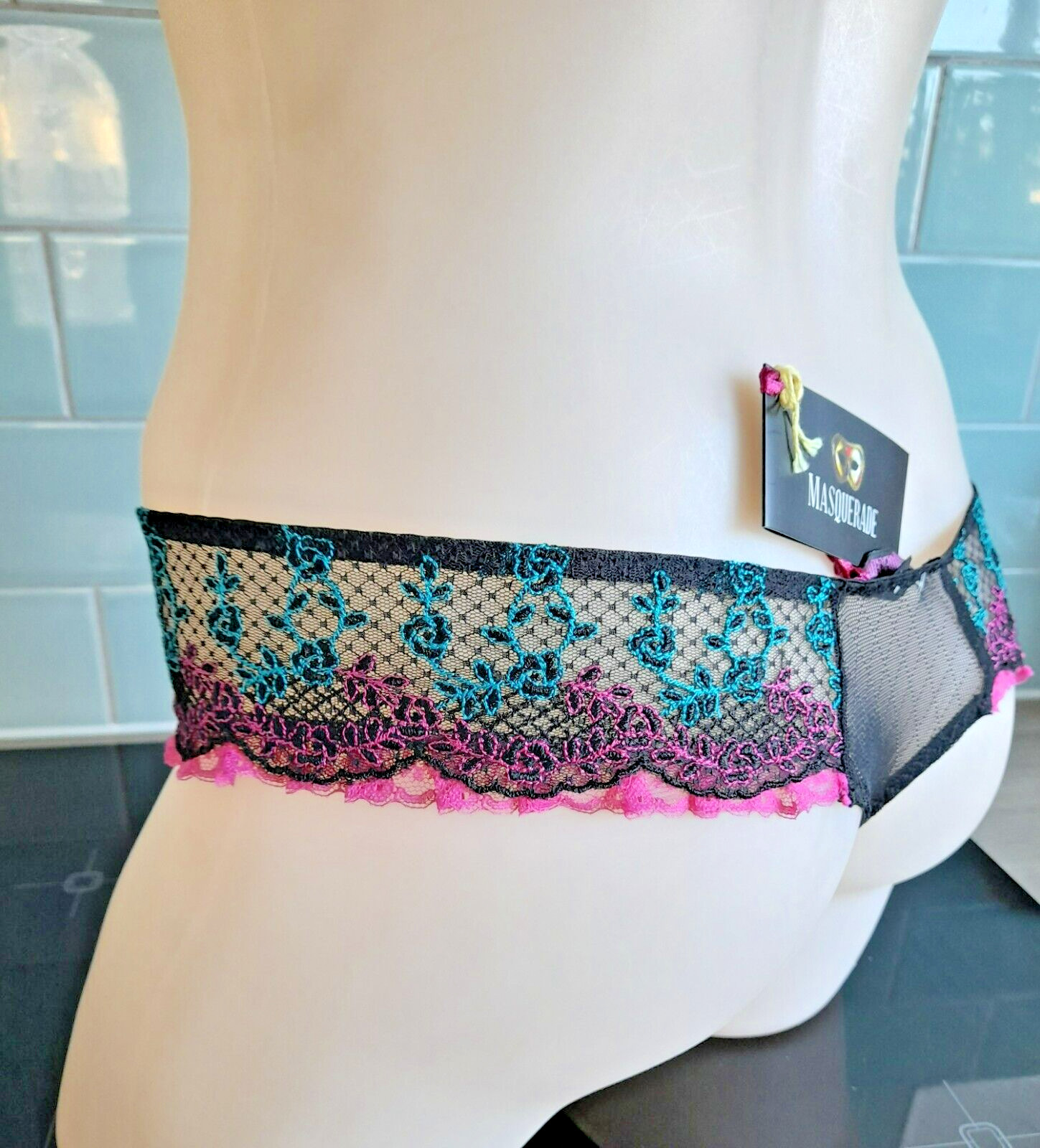 Masquerade by Panache Showtime CARNIVAL Black/Pink Hipster Thongs