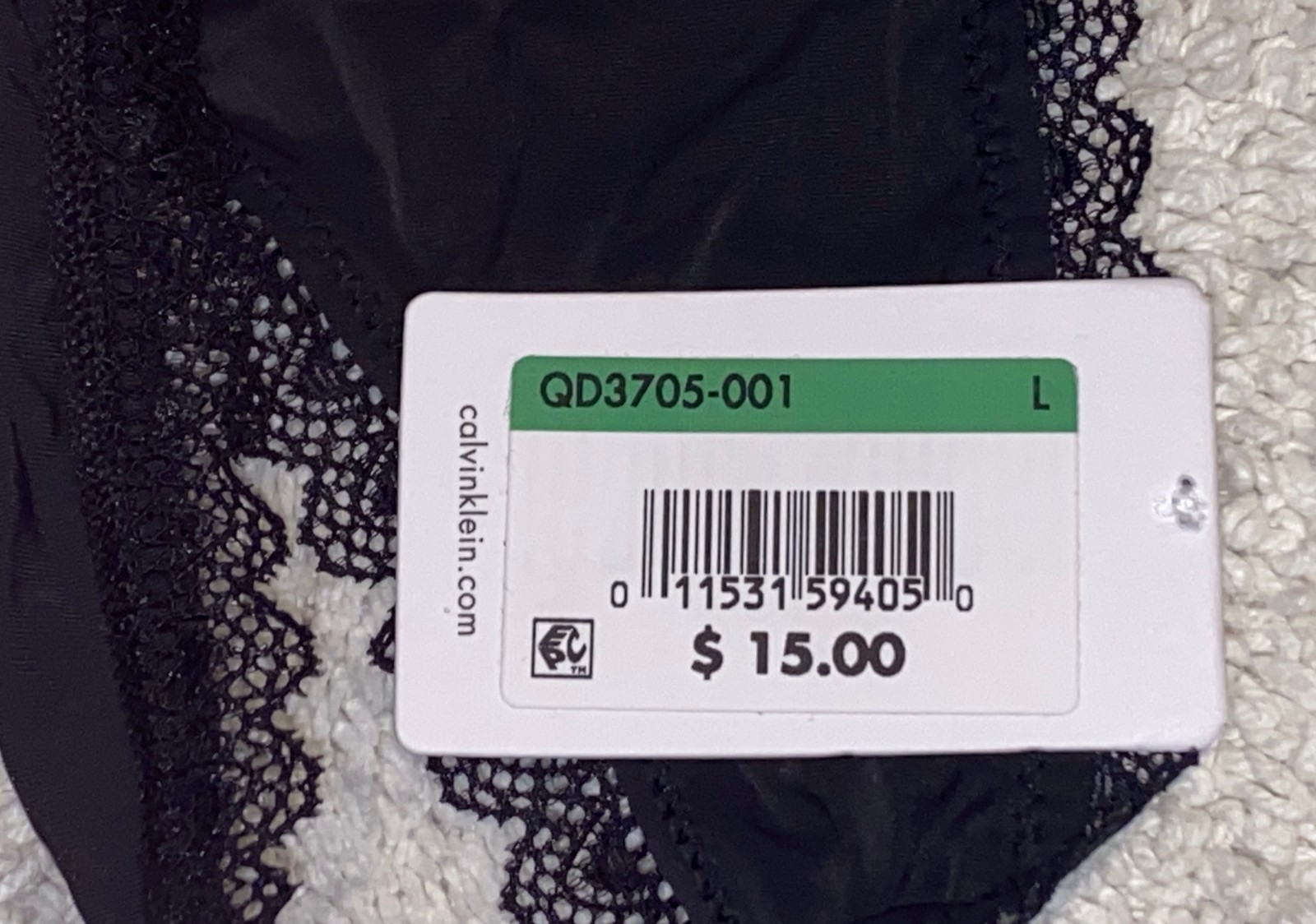 CALVIN KLEIN Radiant Lace Trim Black Thong Panty Womens Sz XS 4 S 5 M 6 XL 8