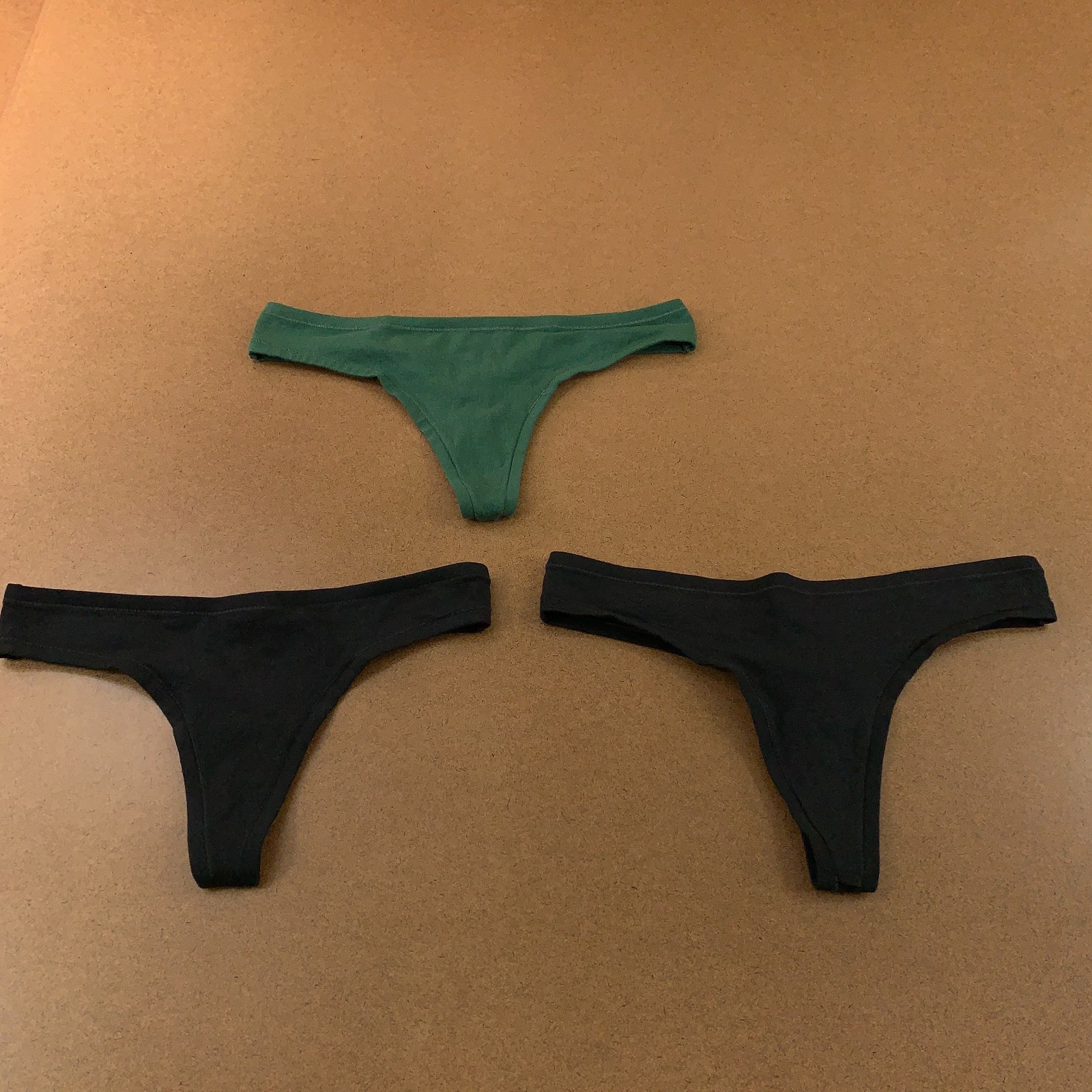 Aerie Womens Size Medium Black Green Thong Panty 3 Pieces New