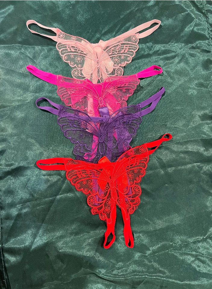 CUSTOM Butterfly Personalizable Chain Link Thong Panty Gift Present Purple PinK