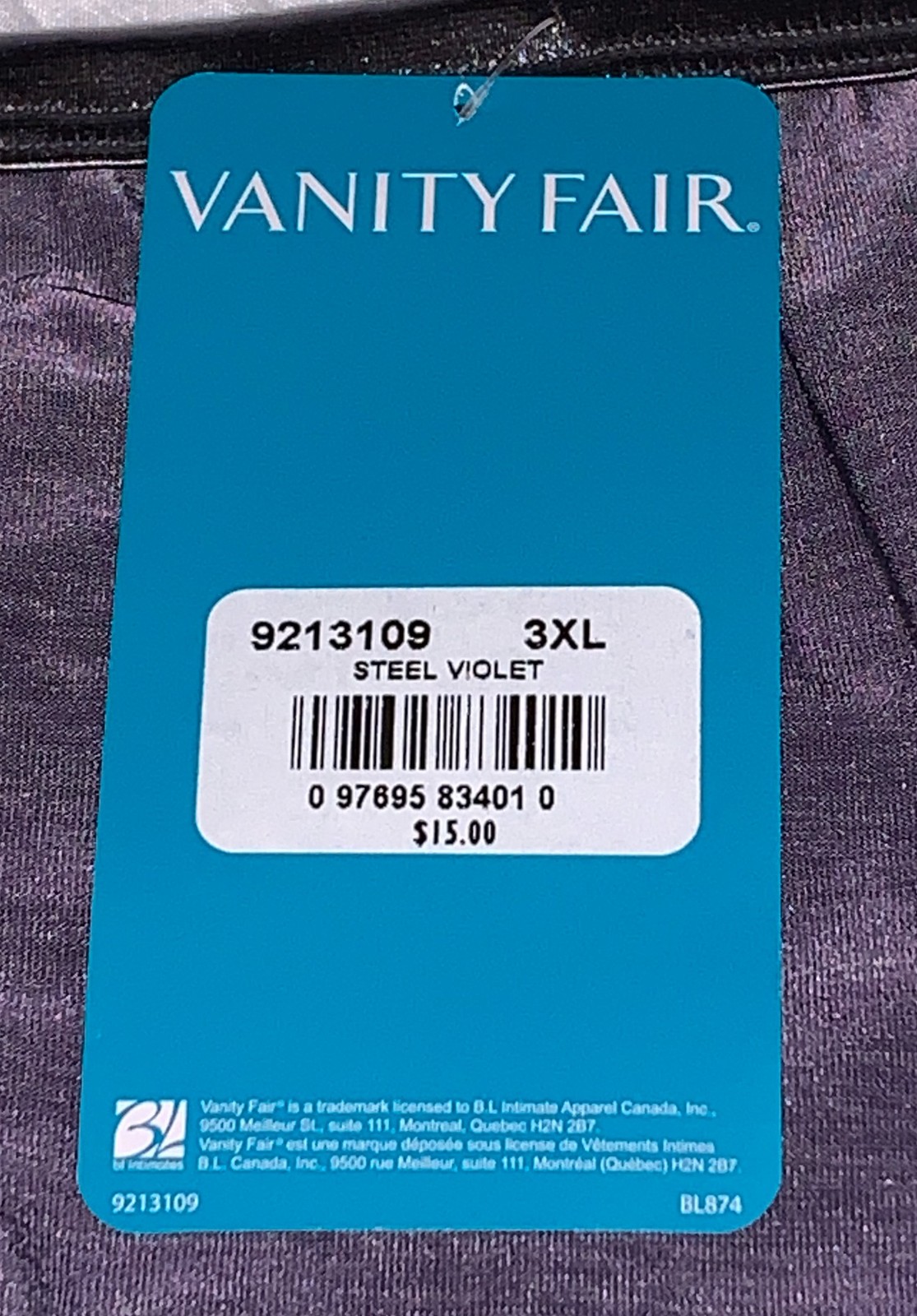 VANITY FAIR Shine Illumination Steel Violet Purple Brief Panty Womens M 6 3XL 10
