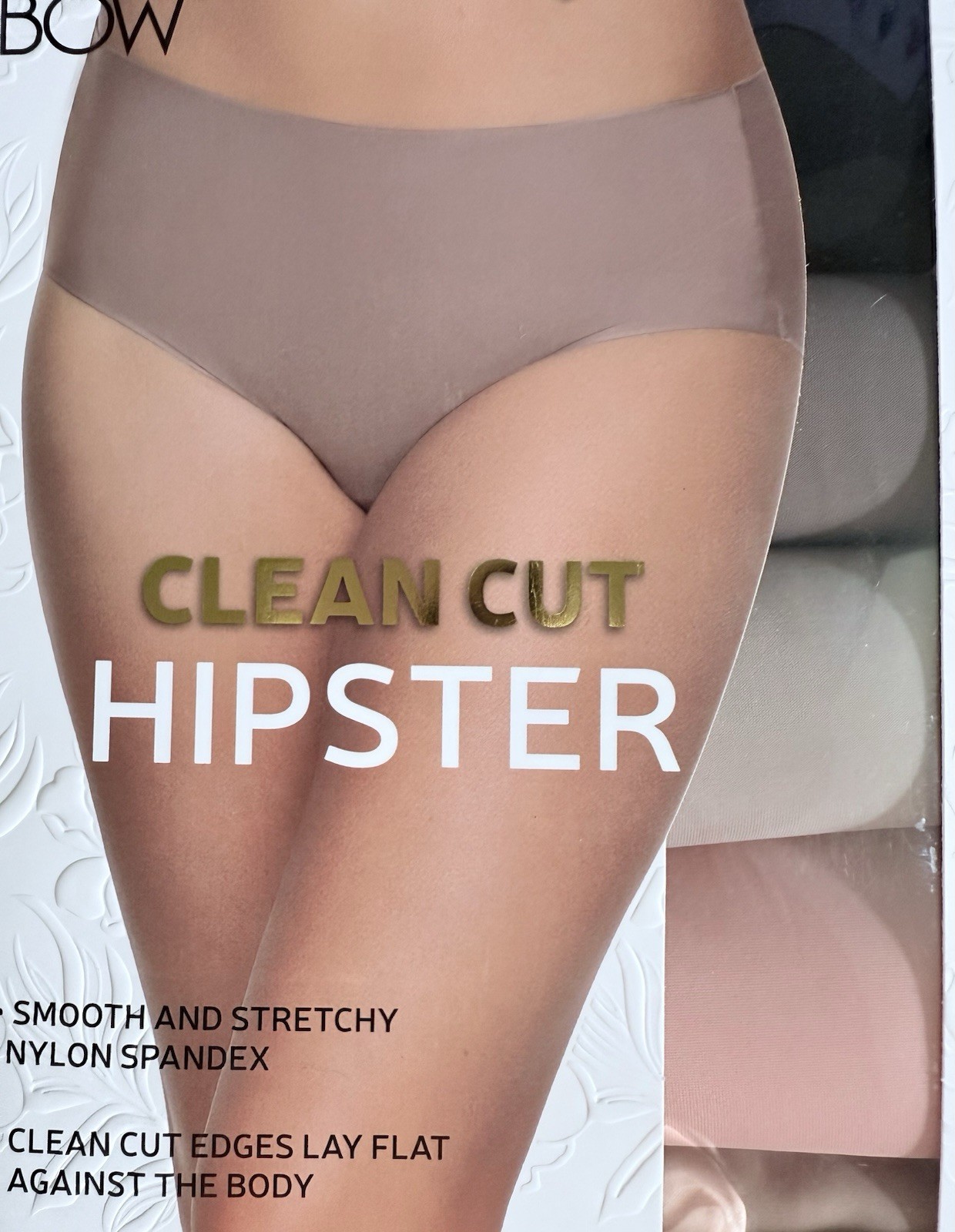Black Bow Clean Cut Hipster Panties 5 Pack XL Seamless No Show Nylon Spandex New