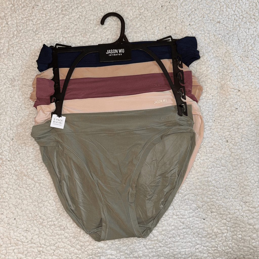Jason Wu Large Bikini Panty Set 5 Pairs Multiple Colors- Green Tan Pink Etc NWT