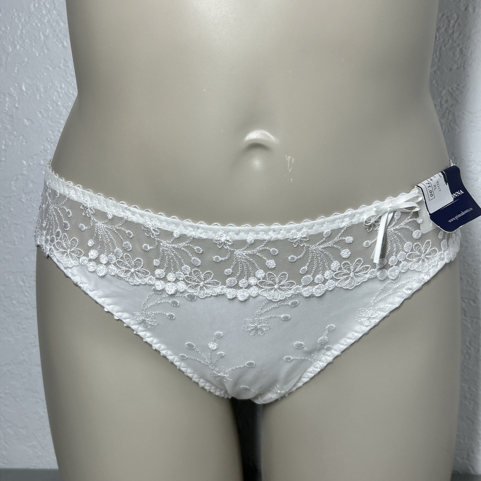 Prima Donna Naboo Panty Brief UK XL White Floral Lace Bows Sexy Luxury