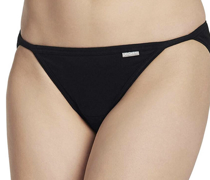 Women Jockey Panty Underwear 3-Pack String Bikinis / Black 100% Cotton Comfort