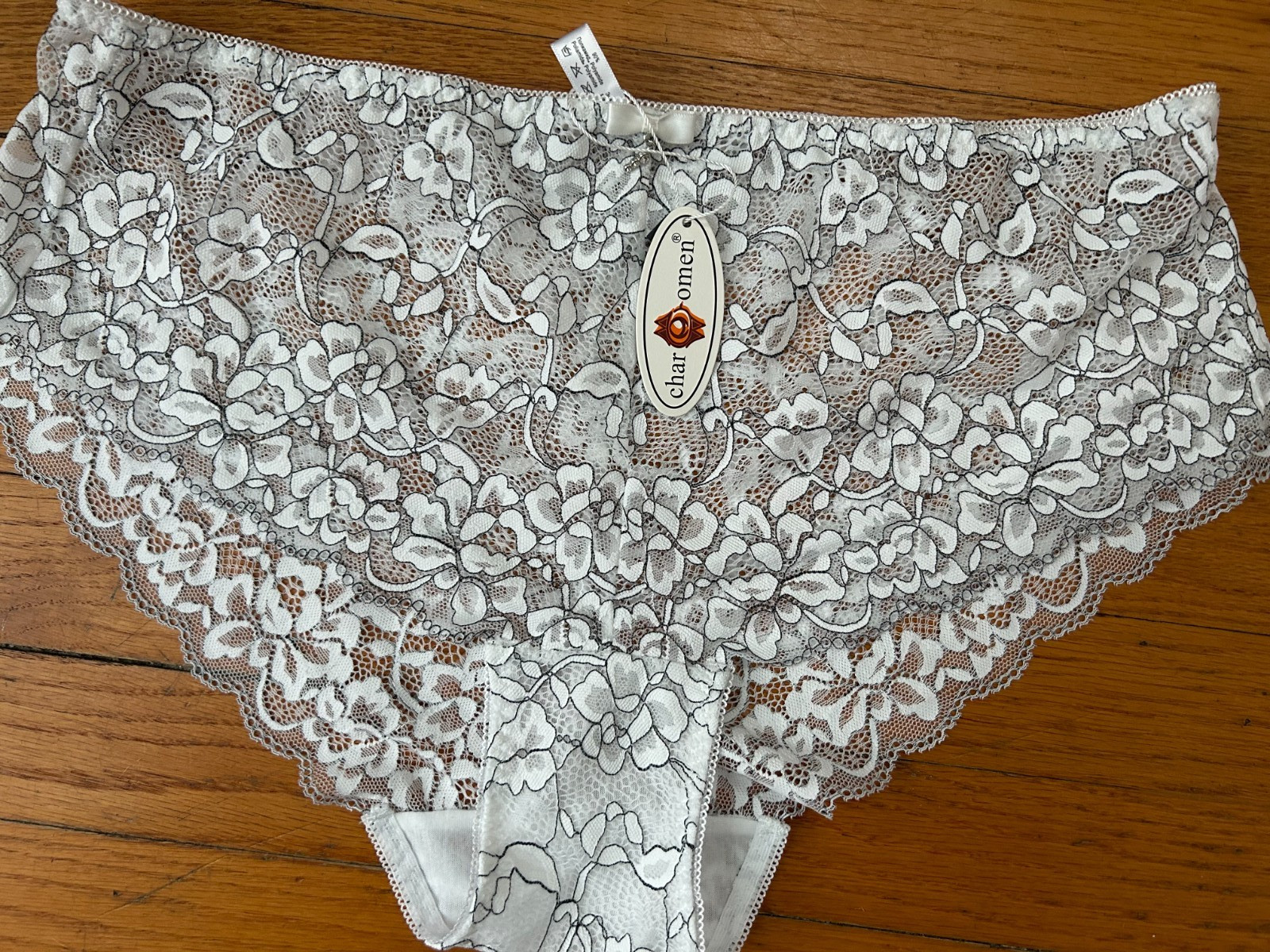 Womens XL White Lace High Waisted Panties Seamless Scalloped Edge Briefs Full