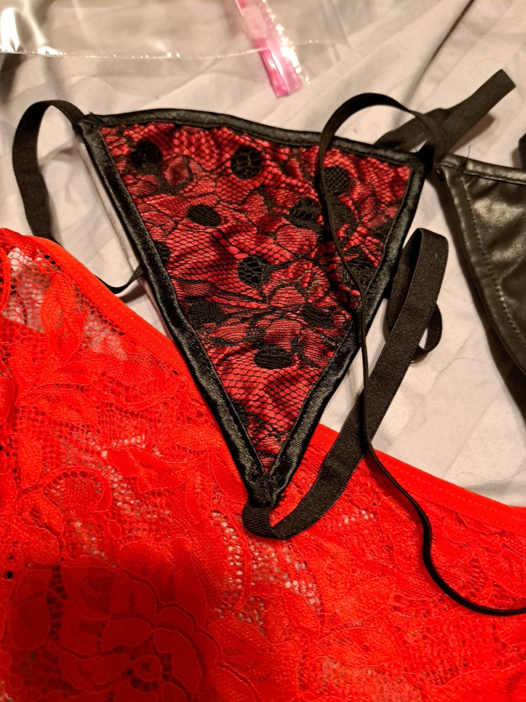 2 Black Thongs 1 Red/black Thong 1 Red Lace Boyshort 3X 4X
