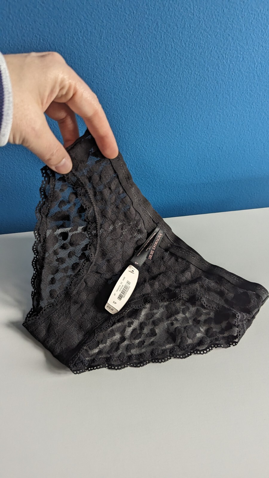 NWT VICTORIA’S SECRET SIZE S BLACK BIKINI HEART POLKA DOT MESH TANGA PANTY 2014