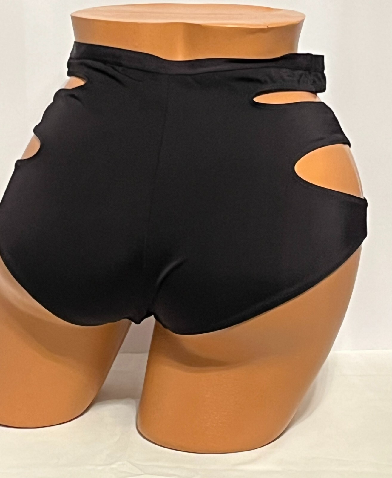 Brief High Rise Panties Black Medium Embellished Cut Out Hips