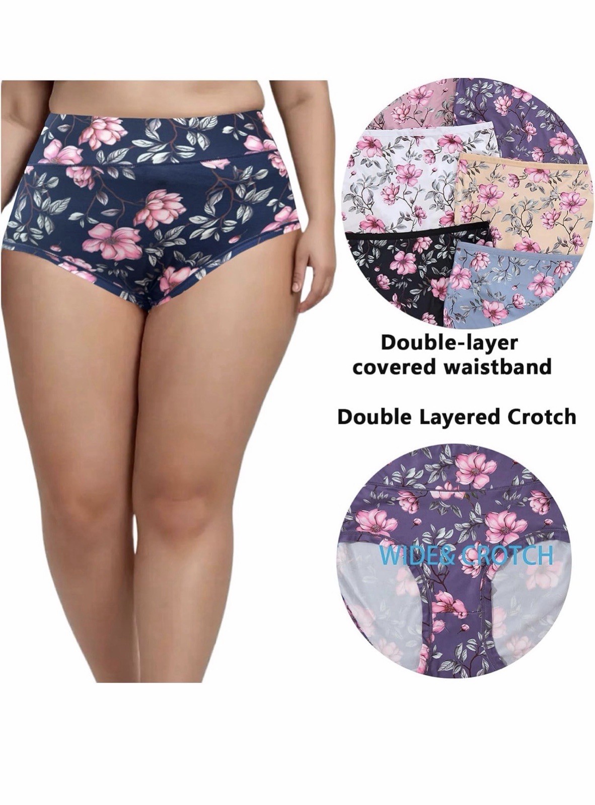 Feihtl Womens Underwear Plus Size High Waist Briefs Tummy 4xLarge 7 Pack