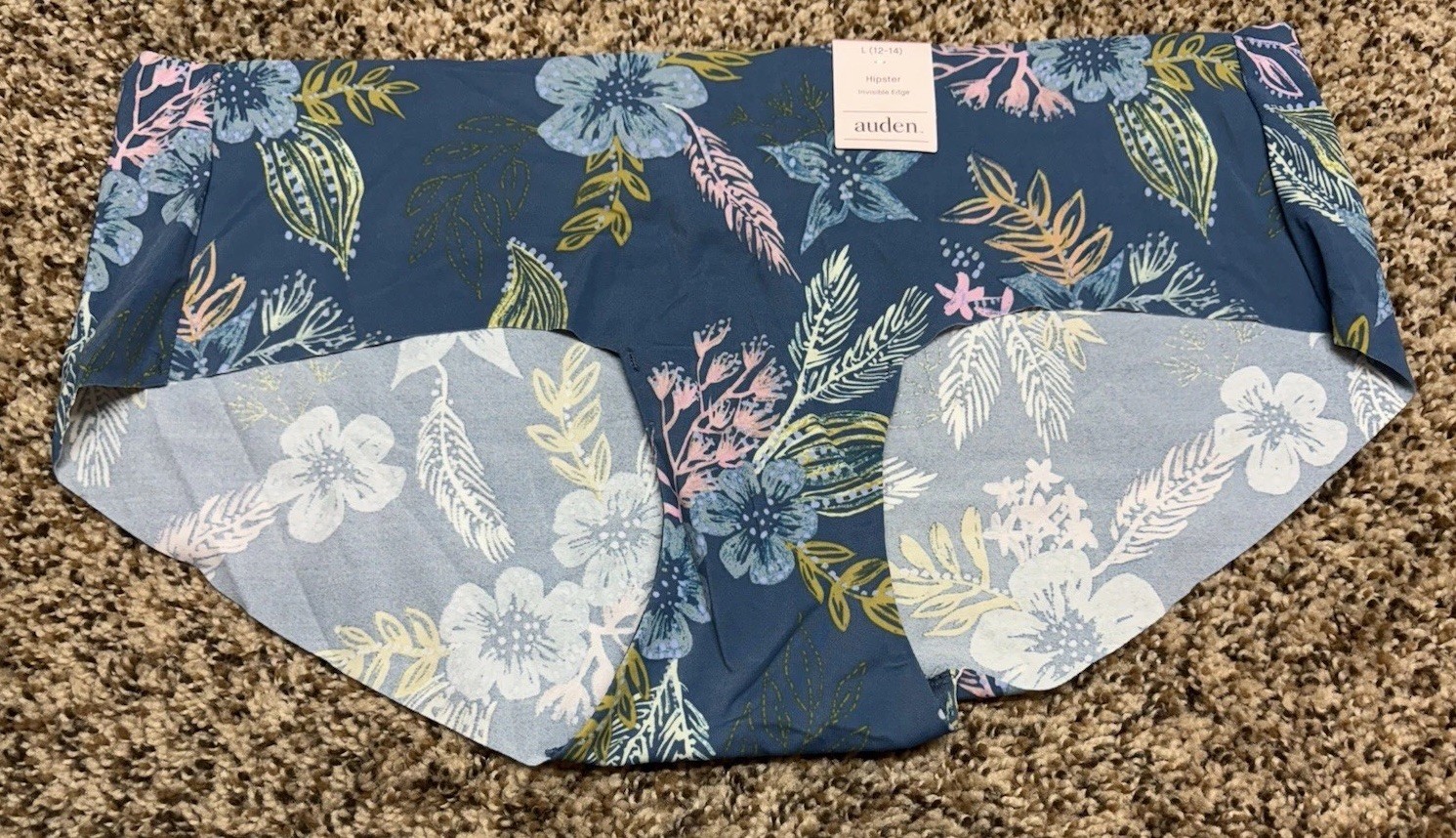 Auden Blue/Multi-Color Invisible Edge Hipster. Size: L (12-14).