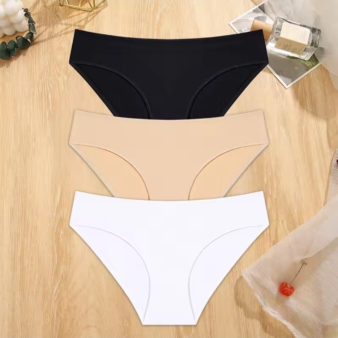 Cotton Underwear Bikini Panty NWT Women’s Lingerie 3 White Black Beige Sz S