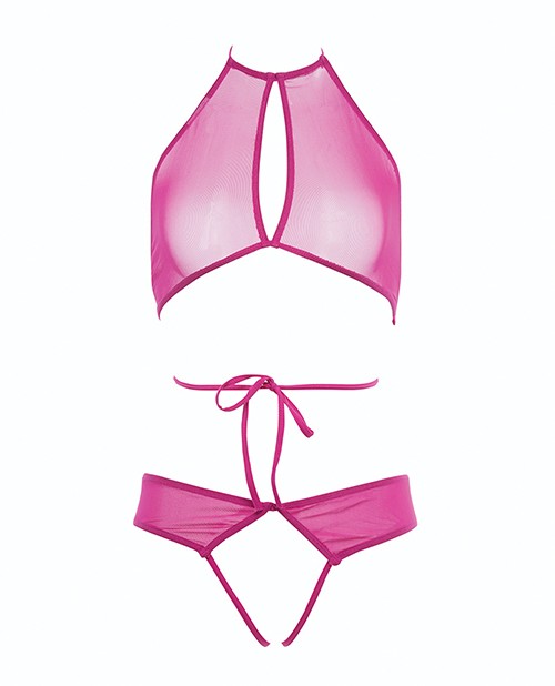 Sexy Panty Hot Pink Spandex Mesh Lace Panties Allure Marley Peek A Boo