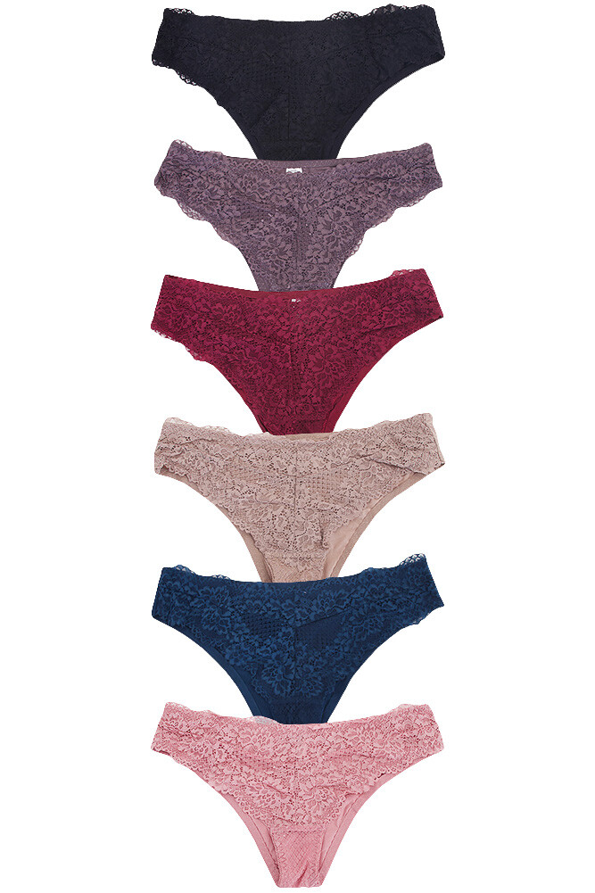 12 pack Women’s Basic Stretch Sexy Color Assorted Solid Color with Lace Panty
