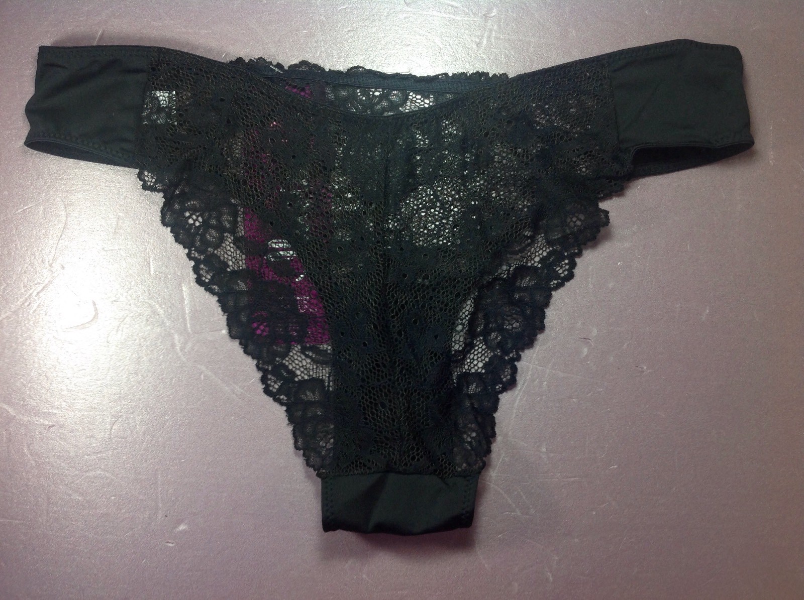 Women Panties,Briefs Bikinis,ILUSION,size M.Black Fishnet Floral Soft&Silky