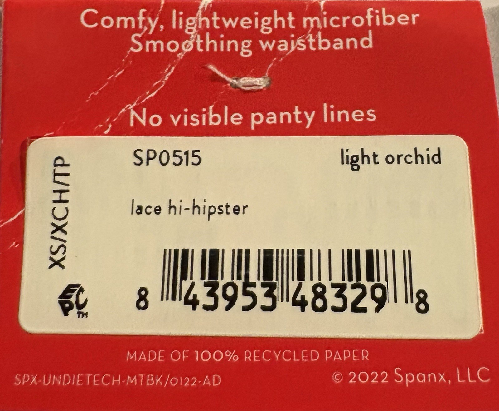 Spanx Undie-tectable Lace Hi-Hipster Panty Womens XS Light Orchid Stretch SP0515