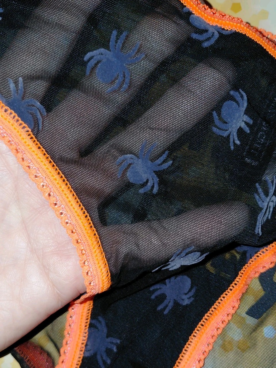 VS Older Style Halloween Spider Mesh Hiphugger NEW SIZE Medium Black/orange
