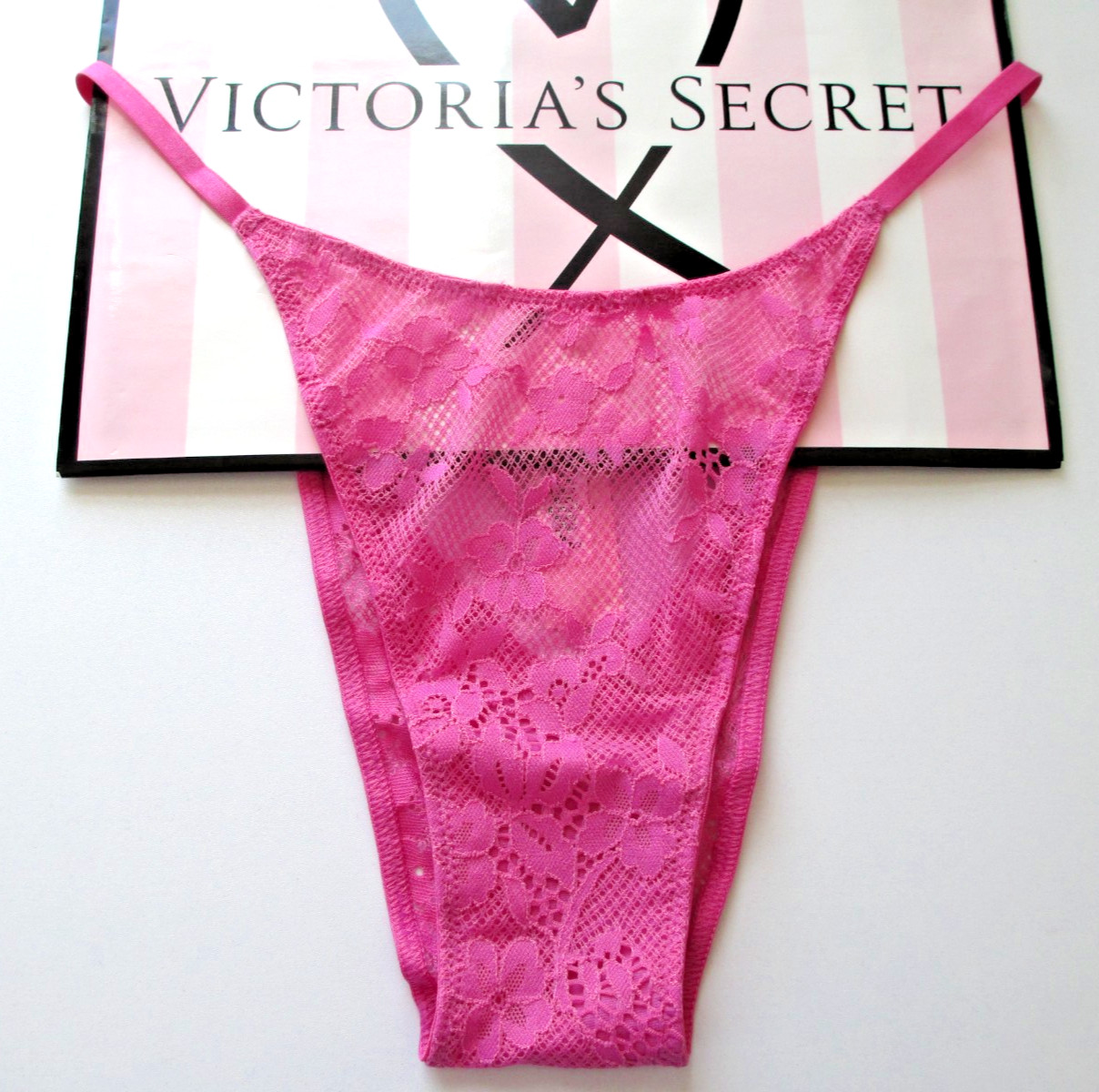 VICTORIA’S SECRET DREAM ANGELS Heart Back Brazilian Panty VS Pink Lace S M L XL