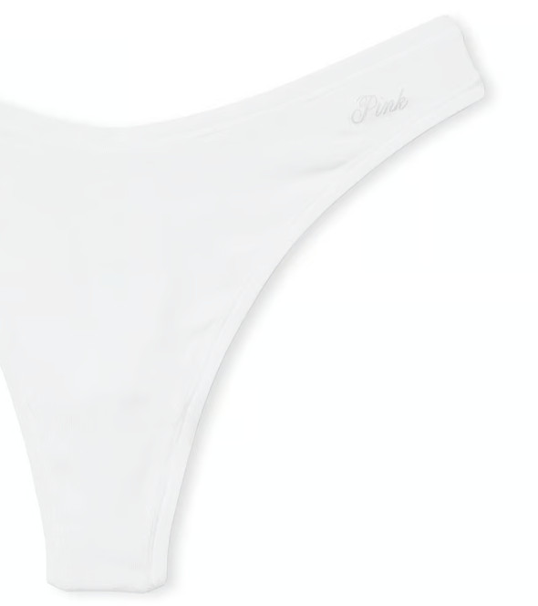L White Smooth Soft Stretch Cotton High-Leg Thong PINK Victoria’s Secret Pantie