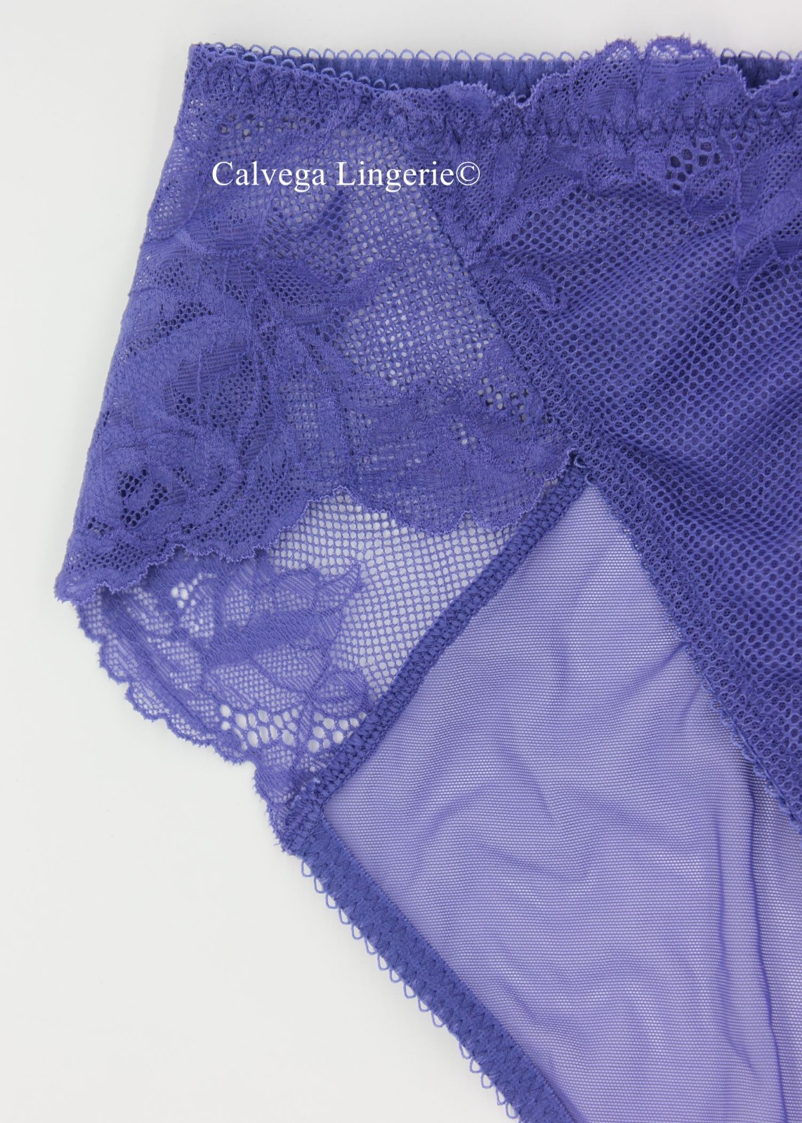 NWT Wacoal 841384 Vivid Attraction Embroidered Mesh Hi Cut Brief Panty Purple XL