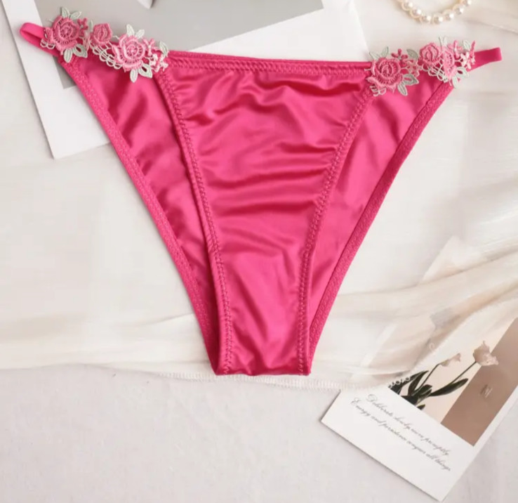 Women’s Kawaii Multicolor Floral Sexy Satin Bikini Brief Panty size XL 3 pack